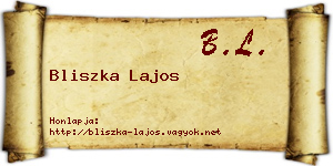 Bliszka Lajos névjegykártya